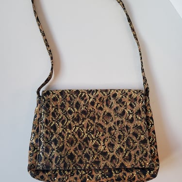 Vintage leopard purse with gold glitter by Sharif 