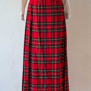 Vintage Scottish Laird-Portch Red Tartan Kilt Maxi Skirt S/M