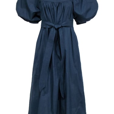 Ann Mashburn - Navy Poplin Puff Sleeve Dress Sz XS