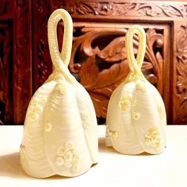 Vintage Belleek Porcelain Floral Bells | Ireland | 2/Set | 6th & 7th 