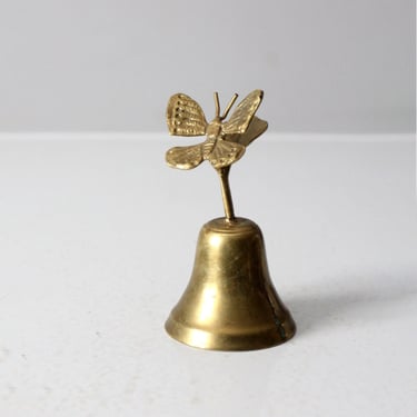 vintage brass bell with butterfly handle 