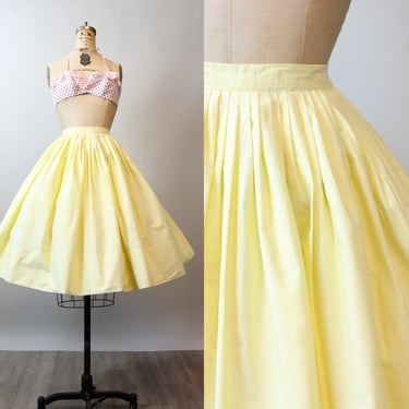 1950s MISS PAT yellow cotton skirt small | new spring 