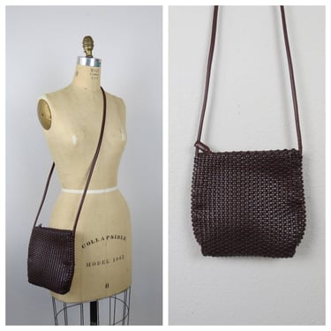 Vintage 1990s woven leather crossbody purse, bag, Nine West 