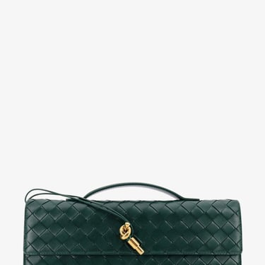 Bottega Veneta Women Leather Andiamo Clutch With Intrecciato Motif
