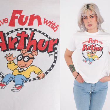 Vintage Arthur T Shirt 90s PBS Cartoon Kids Show Shirt Have Fun Graphic Tee T-Shirt Vintage 1990s Jerzees Extra Small xs 