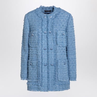 Dolce&amp;Gabbana Light Blue Single-Breasted Matt Cotton Jacket Women