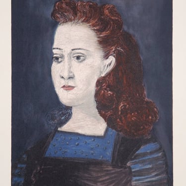 Femme a la Collerette Bleue, Pablo Picasso (After), Marina Picasso Estate Lithograph Collection 