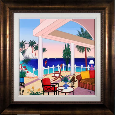 Fanch Ledan Ipanema Villa Signed Contemporary Serigraph on Canvas 194/250 Framed 