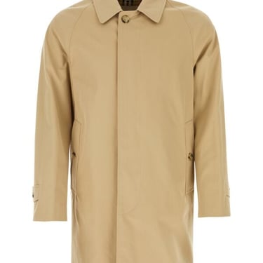 Burberry Men Beige Gabardine Overcoat