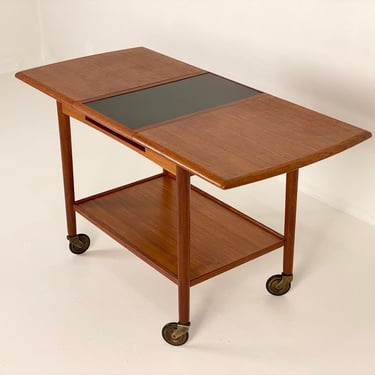 M.H. Møbler Svenborg Teak Extendable Bar Cart, Circa 1960s - *Please ask for a shipping quote before you buy. 