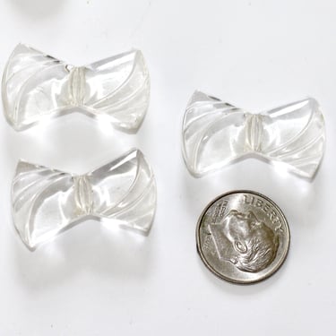 Vintage Clear Pressed Glass Bow Buttons 1" - Set of Three 