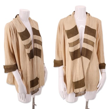 1920s cardigan sweater, vintage Art Deco 20s early knitwear, 1930s rayon lame knit top, rare antique sportswear 