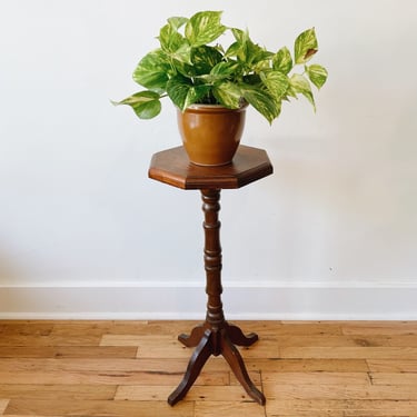 Wood Pedestal Plant Stand