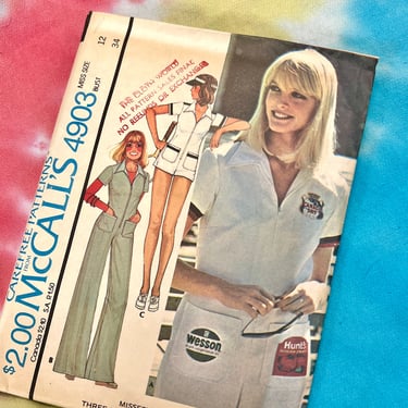 Vintage Sewing Pattern, Jumpsuit, Romper, Flare Legs, Factory Folded, w/Instructions, Iron On Designs, McCalls 