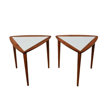 Arthur Umanoff  Teak Triangle Nesting Tables Corner Table Mid Century Modern 
