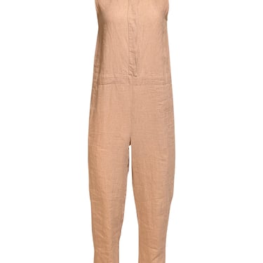 Eileen Fisher - Beige Linen Sleeveless Jumpsuit Sz XXS