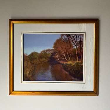 Robert Frank Landscape Oil Pastel on Paper Painting, Framed 