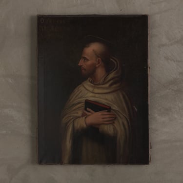 19TH C OIL PORTRAIT PAINTING OF ST BERNARD (SPRING BANK ABBEY MONASTERY OCONOMOWOC, WISCONSIN)