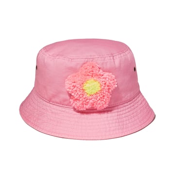 Pink Flower Bucket Hat, handmade, tufted flower, cute gift, gift for a girl, gift for a guy 