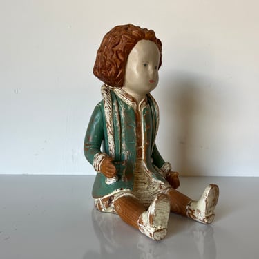 Italian Vintage Sarreid Ltd Sitting Doll Figurine Sculpture 