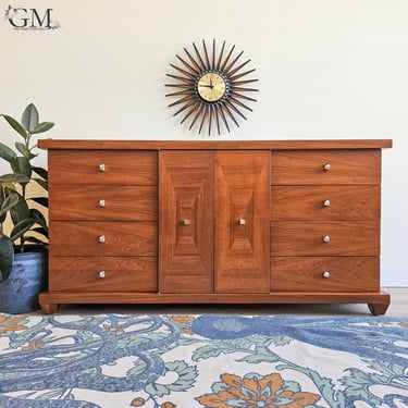 Restored American of Martinsville Mid-century Triple Walnut Dresser ****please read ENTIRE listing prior to purchasing SHIPPING is NOT free 