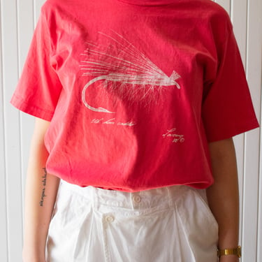 Vintage 1988 Faded Red Fish Hook T-Shirt L