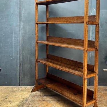 Antique Oak Library Bookcase Wall Unit Vintage Late Victorian Era 