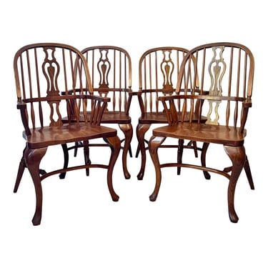Oak English Style Windsor Armchairs - Set of 4 