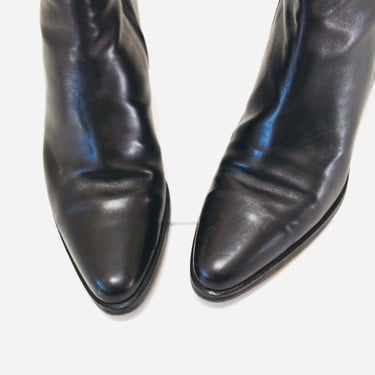 80s 90s Black Leather Cropped High heel Boots 7 1/2 Pointed Toe Joan & David Couture// Vintage Black leather high heel boots 7 1/2 ITaly 