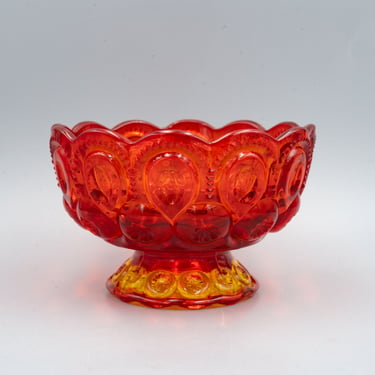LE Smith Moon and Star Flame Compote | Vintage Amberina Collectible Glass Footed Bowl Candy Dish 