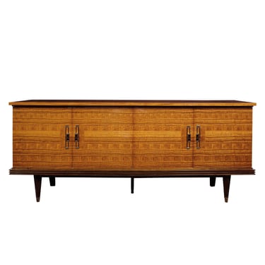 Remarkable French 4 Door Credenza with Marquetry and Inlays 1950s (Signed)