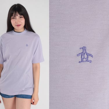 80s Munsingwear Shirt Lavender T-Shirt Embroidered Penguin Tshirt Grand Slam Pastel Purple Single Stitch Preppy Vintage 1980s Small Medium 