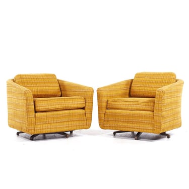 Harvey Probber Style Mid Century Swivel Lounge Chairs - Pair - mcm 