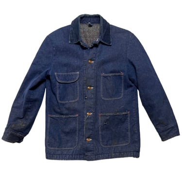 Vintage 1960s WRANGLER Big Ben Denim Chore Coat ~ size 36 R / Small ~ Work Jacket ~ Farm / Barn ~ Corduroy Collar / Blanket Lined 
