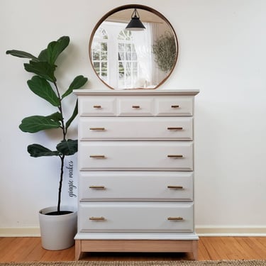 Refinished Solid Wood Modern Boho tall dresser ****please read ENTIRE listing prior to purchasing SHIPPING is NOT free 