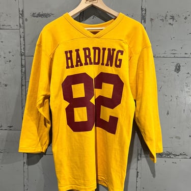 M 70s cotton football jersey Harding yellow baseball 3/4 sleeve vintage 