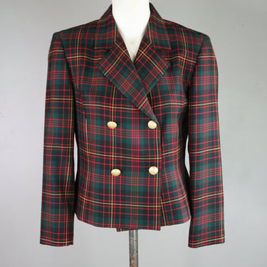 Pendleton - Wool Plaid - Double Breasted - Preppy Cropped Jacket - Marked 4P - Classic Style 