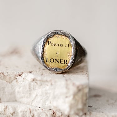 18K Gold and Sterling Silver 'Poems of a Loner' Ring
