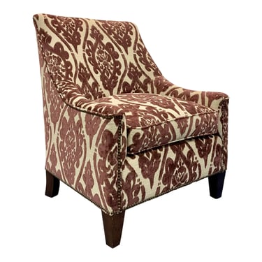 Kincaid Traditional Plum Cut Velvet Damask Lounge Chair