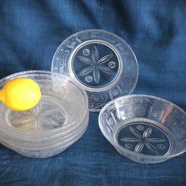 7 Antique EAPG Glass Willow Oak Wreath Salad/ Soup Bowls Early American Pattern Glass 
