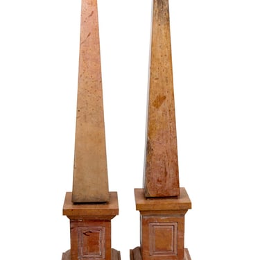 Pair of 20th Century Marble Obelisks