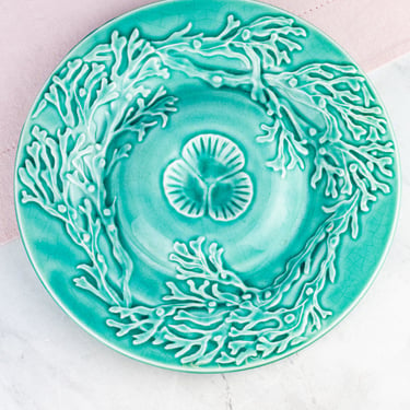 Antique Gien Majolica Seaweed Plate