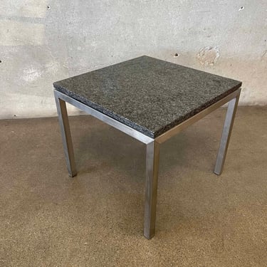 Mid Century Modern Marble Top & Aluminum Base Side Table