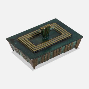 Mid-Century Modern Verdigris Bronze Trinket Box 