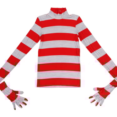 2018 Balenciaga Jersey Striped Glove Top*