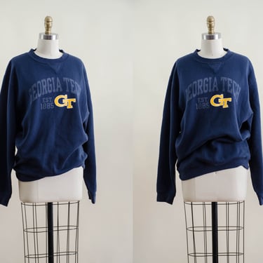 Georgia Tech vintage sweatshirt | 90s vintage men's women's unisex dark navy blue crewneck sweatshirt 