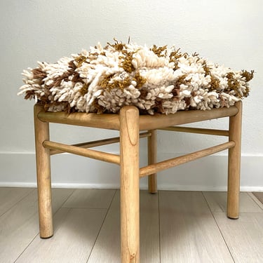 Vintage Moroccan Wool upholstered stool/ottoman/pouf 