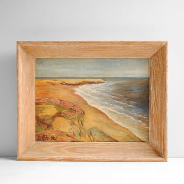 Vintage Original Seascape Oil Painting, Framed Beach Painting 
