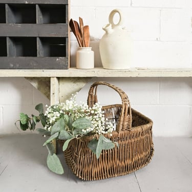 vintage French willow and bentwood gathering basket