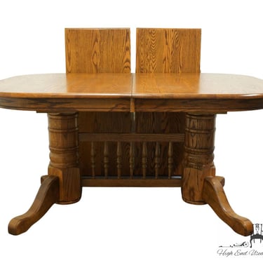WINNERS ONLY Solid Oak Rustic Americana 96" Trestle Pedestal Dining Table 